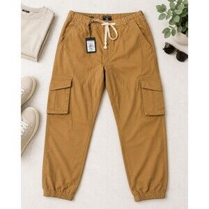 Victorious LA Men’s 2XL Wheat Cargo Jogger Pants JG805 NWT Stretch